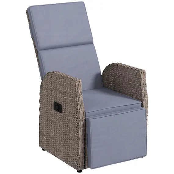 Buy 148° Reclining Rattan Garden Armchair, with Footrest - Brown/Grey