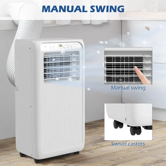 Buy HOMCOM 9,000 BTU Mobile Air Conditioner for Room up to 28m², with Dehumidifier, 24H Timer, Wheels, Window Mount Kit, 7 image
