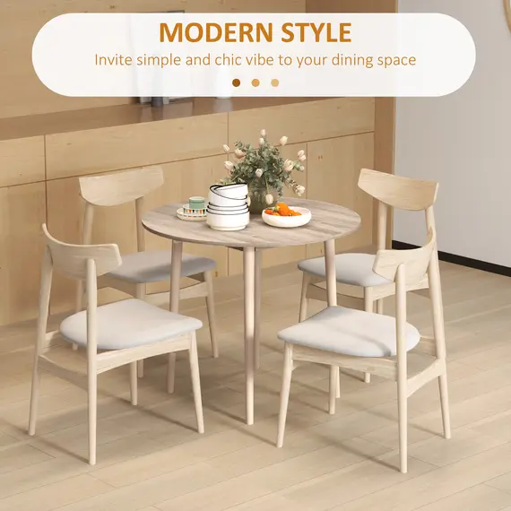 Buy HOMCOM Folding Dining Table for 4, Round Drop Leaf Table, Modern Space Saving Small Kitchen Table with Wood Legs for Dining Room, Natural, 5 image