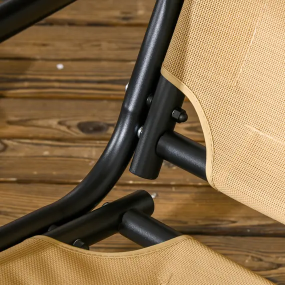 Buy Two-Seater Garden Swing Bench, with Adjustable Canopy - Beige, 7 image
