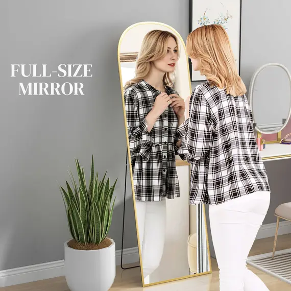 Buy 162cm Aluminium Frame Standing Mirror - Gold, 4 image