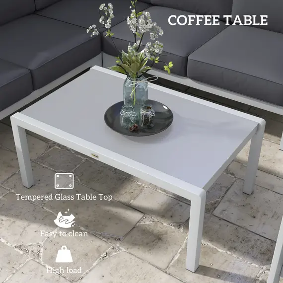 Buy Outsunny Five-Piece Aluminium Garden Sofa Set, with Glass-Top Table - Grey, 6 image
