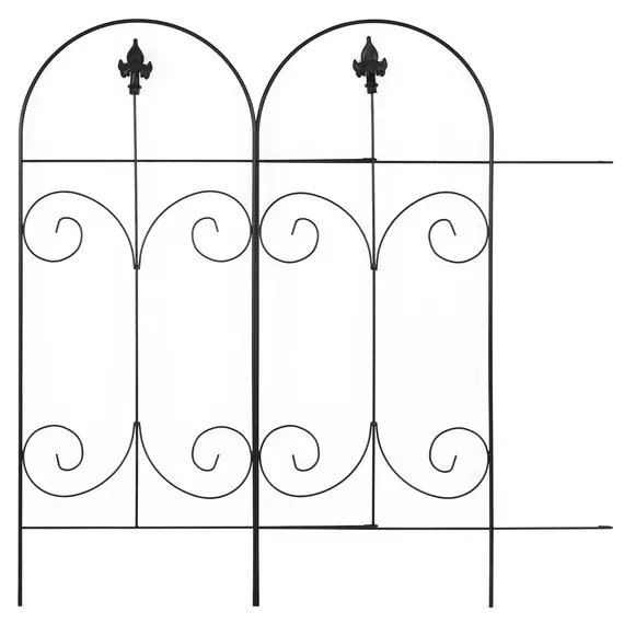 Buy Decorative Garden Fencing, 16PCs 44in x 25ft Outdoor Picket Fence Panels, Rustproof Metal Wire Landscape Flower Bed Border Edging, Black, 7 image