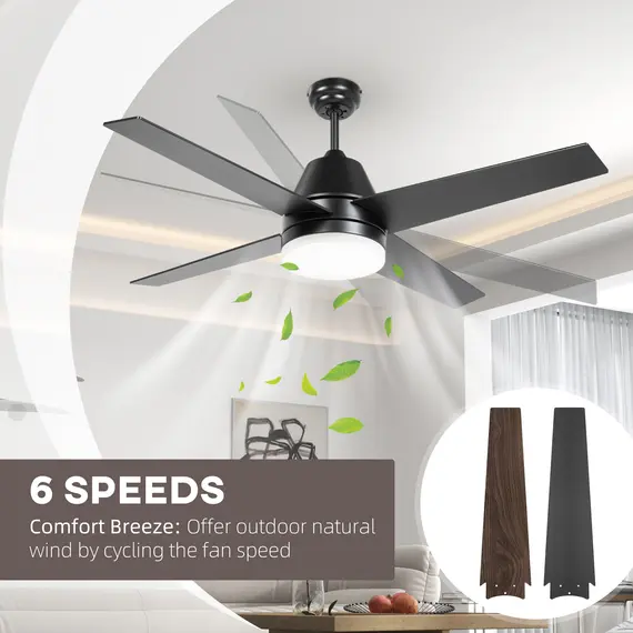 Buy Ceiling Fan with LED Light, Flush Mount Ceiling Fan Lights with Reversible Blades, Remote, Black and Walnut Brown, 4 image