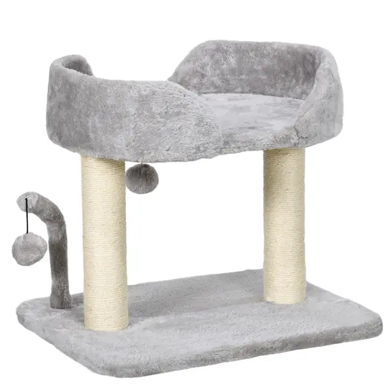 Buy 42cm Indoor Cat Tree, with Toy Balls, Sisal Scratching Post - Light Grey