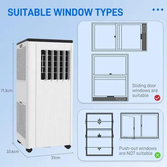 Buy HOMCOM 9,000 BTU App-Controlled Mobile Air Conditioner, 20m² Radius - White, 3 image