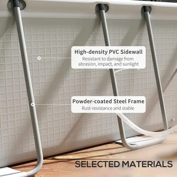 Buy Rectangle Steel Frame Swimming Pool with Ladder and Pump - Grey, 6 image