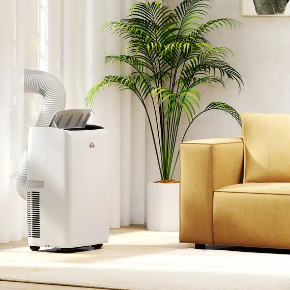 Buy HOMCOM 14,000 BTU Mobile Air Conditioner, with LED Screen - White, 9 image