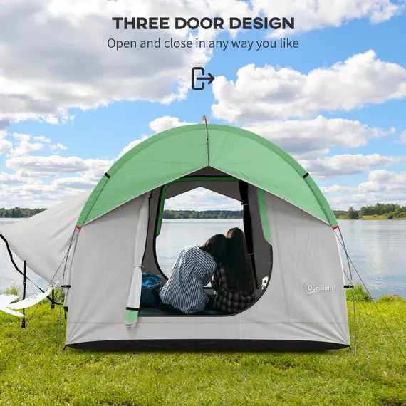 Buy Outsunny SUV Car Tent for Camping, Waterproof PU2000mm, 5 Man Tailgate Tent, 2.4 x 2.1 m, Grey and  Green, 5 image