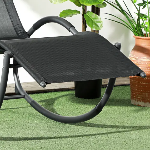 Buy Outsunny Steel Frame Zero Gravity Rocking Chair, with Pillow - Black, 8 image