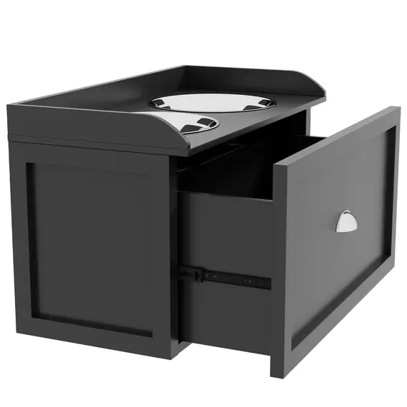 Buy Stainless Steel Raised Dog Bowls, with 21L Storage Drawer for Large Dogs and Cats - Black, 7 image