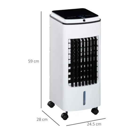 Buy HOMCOM 3-in-1 Evaporative Air Cooler with 4L Water Tank, Portable Fan Cooler with Automatic Oscillation, Timer, Remote, White, 3 image