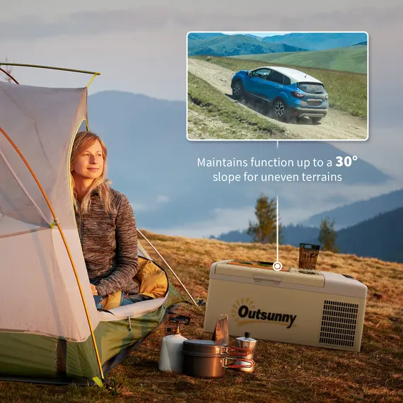 Buy 16L Portable Car Fridge, -20℃ to 10℃ Adjustable Temperature - Khaki/Grey, 7 image