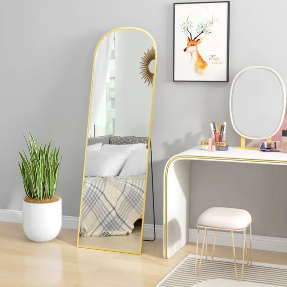 Buy 162cm Aluminium Frame Standing Mirror - Gold, 9 image