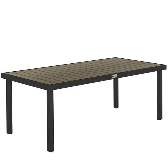 Buy Outsunny Aluminium Outdoor Garden Dining Table for 8 People, Faux Wood Top, for Garden, Patio, 190 x 90 x 74cm, Brown
