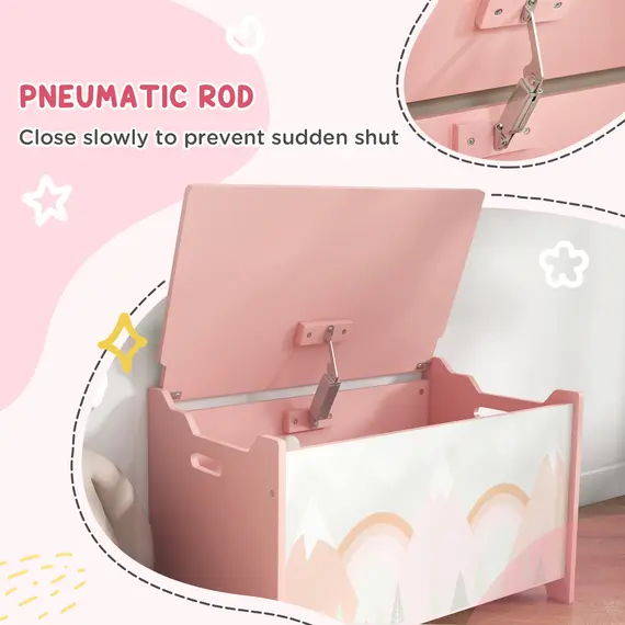 Buy ZONEKIZ Kids Bedroom Furniture Set Includes Bed Frame, Toy Chest, Dressing Table for Ages 3-6 Years, Pink, 6 image