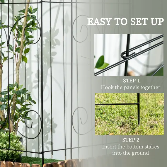 Buy Decorative Garden Fencing, 16PCs 44in x 25ft Outdoor Picket Fence Panels, Rustproof Metal Wire Landscape Flower Bed Border Edging, Black, 4 image