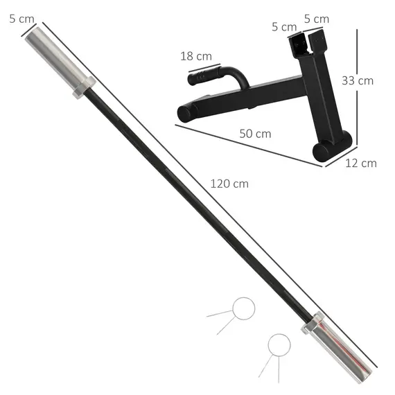 Buy SPORTNOW 120cm Curl Bar and Barbell Set, Barbell Bar for 5cm Weight Plates for Loading 200kg Weight Plates, for Home Gym Weight Training, 3 image
