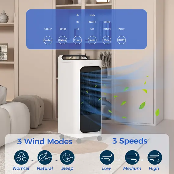 Buy HOMCOM Three-Cool Air Conditioner, with Ice Pack and Remote - White, 6 image