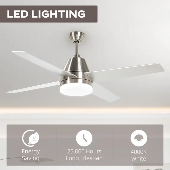 Buy Ceiling Fan with LED Light, Flush Mount Ceiling Fan Lights with Reversible Blades, Remote, Silver and Black, 5 image