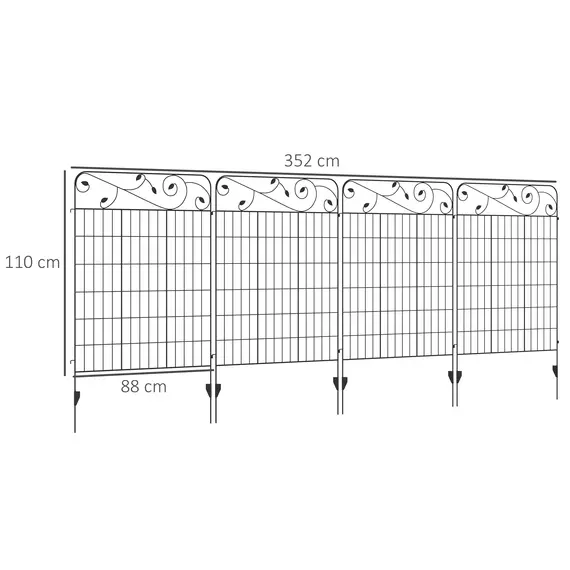 Buy Decorative Garden Fencing, 8PCs 43in x 23ft Outdoor Picket Fence Panels, Rustproof Metal Wire Landscape Flower Bed Border Edging Animal Barrier, Black, 3 image
