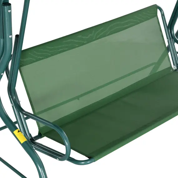 Buy 3 Seater Garden Swing Seat Chair Outdoor Bench with Adjustable Canopy and Metal Frame, Green Stripes, 9 image