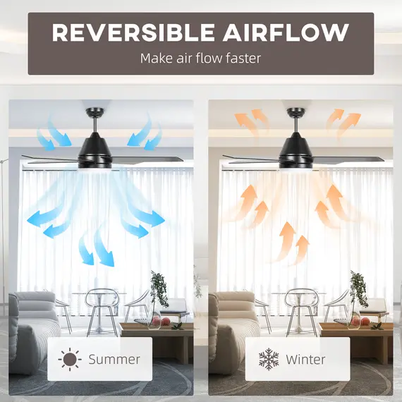 Buy Ceiling Fan with LED Light, Flush Mount Ceiling Fan Lights with Reversible Blades, Remote, Black and Walnut Brown, 6 image