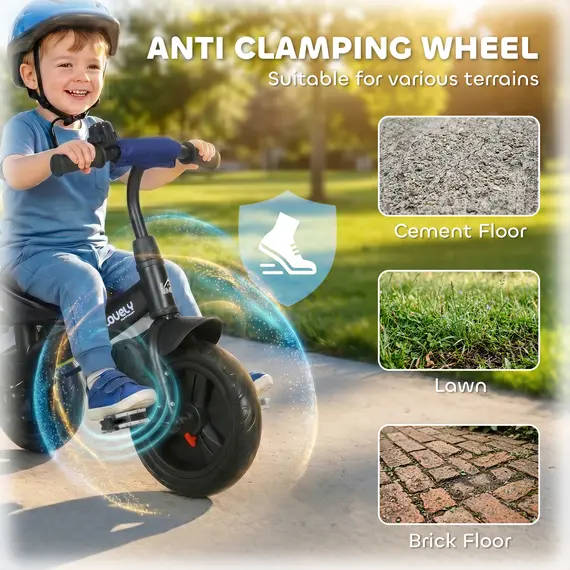 Buy 6 in 1 Kids Trike with Parent Handle, Canopy, 5-point Seat Belt, Storage, Footrest, Brake, for 1-5 Years, Dark Blue, 6 image