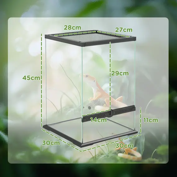 Buy 40L Vivarium for Lizards, Frogs, Snakes, Turtles, Tortoises w/ Anti-Escape Design, Ventilation, 3 image
