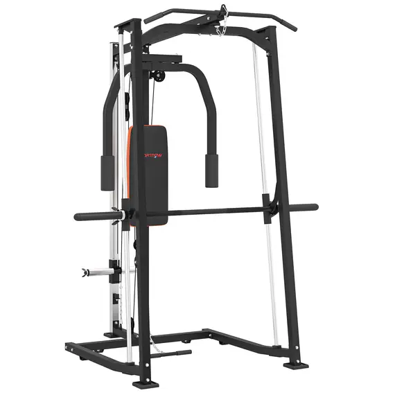 Buy SPORTNOW 3-in-1 Gym Station with 17-level Squat Rack Dual Cable Pulley System Home Strength Training, Black