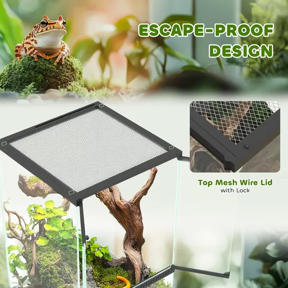 Buy 40L Vivarium for Lizards, Frogs, Snakes, Turtles, Tortoises w/ Anti-Escape Design, Ventilation, 6 image