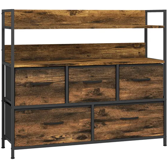 Buy Rustic Chest of Five Fabric Drawers - Rustic Brown