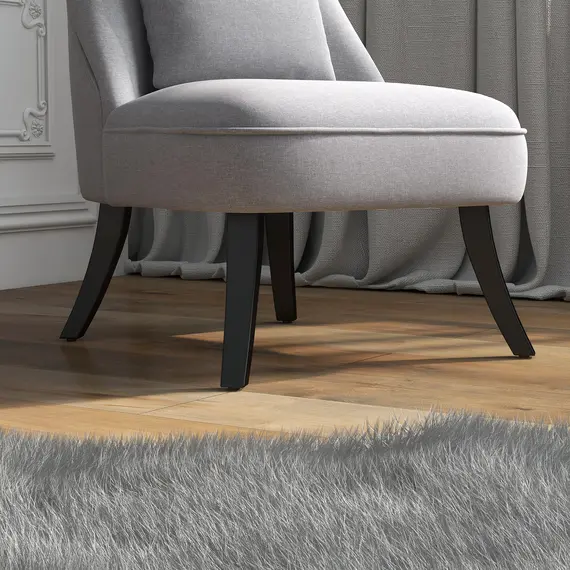 Buy Tub Chair, Armless Single Sofa, Modern Button Tufted Armchair, Upholstered Linen Fabric Longue Accent Chair for Living Room, Bedroom, Set of 2, Grey, 9 image