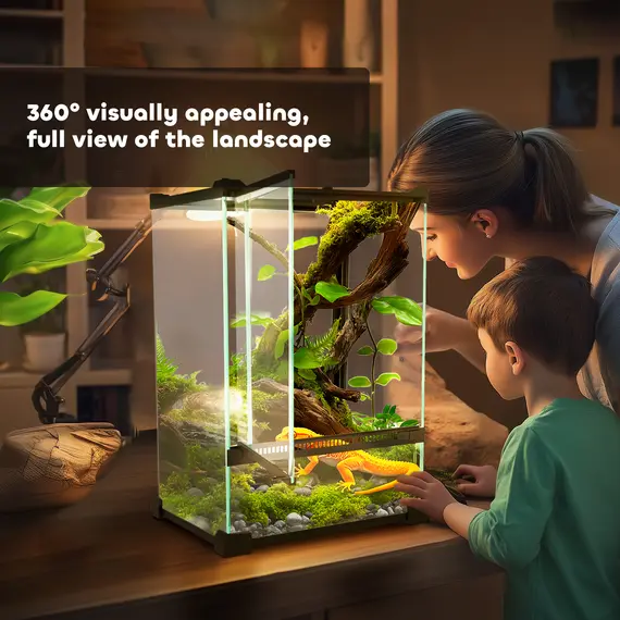 Buy 12L Vivarium for Lizards, Frogs, Snakes, Turtles, Tortoises w/ Anti-Escape Design, Ventilation, 5 image