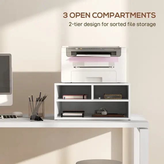 Buy Three-Compartment Printer Storage Cabinet - White, 4 image