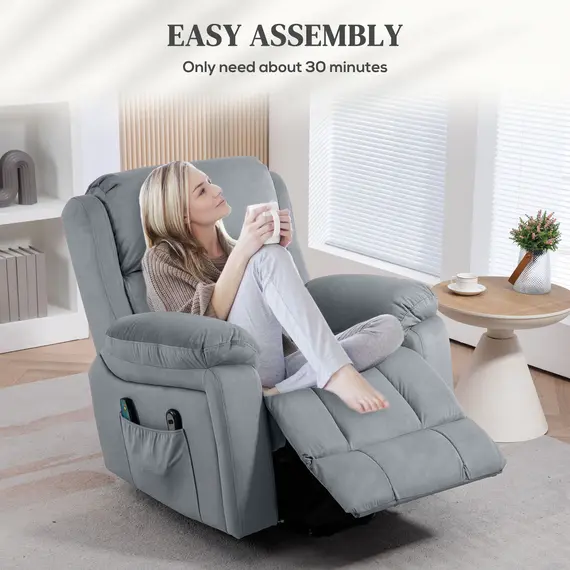 Buy Eight-Point Massage Lift Chair, with Remote - Grey, 8 image