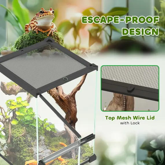 Buy 12L Vivarium for Lizards, Frogs, Snakes, Turtles, Tortoises w/ Anti-Escape Design, Ventilation, 6 image