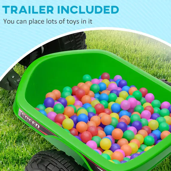 Buy 6V Quad Bike with Back Trailer, Wear-Resistant Wheels, for Ages 18-36 Months, Green, 4 image