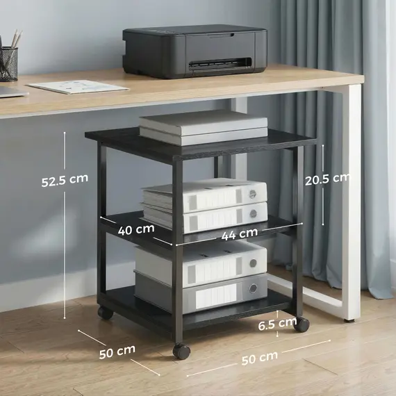Buy Three-Tier Steel Printer Stand, with Wheels - Black, 3 image
