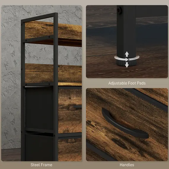 Buy Rustic Chest of Seven Fabric Drawers - Rustic Brown, 7 image