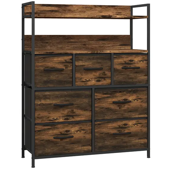 Buy Rustic Chest of Seven Fabric Drawers - Rustic Brown