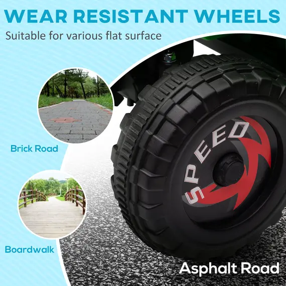 Buy 6V Quad Bike with Back Trailer, Wear-Resistant Wheels, for Ages 18-36 Months, Green, 7 image