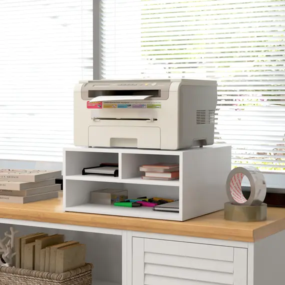 Buy Three-Compartment Printer Storage Cabinet - White, 8 image