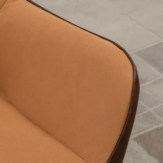 Buy Velvet Armchairs, Upholstered Accent Chairs with Golden Steel Legs, Modern Vanity Chairs for Living Room and Bedroom, Set of 2, Light Brown, 9 image