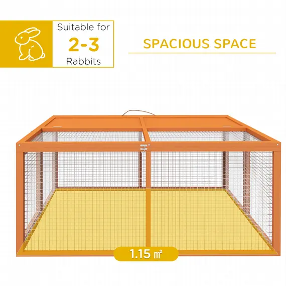 Buy Wooden Folding Rabbit Hutch, for 2-3 Rabbits - Orange, 4 image