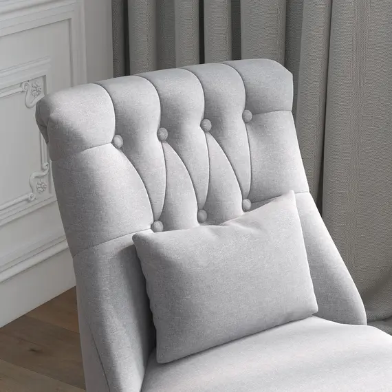 Buy Tub Chair, Armless Single Sofa, Modern Button Tufted Armchair, Upholstered Linen Fabric Longue Accent Chair for Living Room, Bedroom, Set of 2, Grey, 7 image