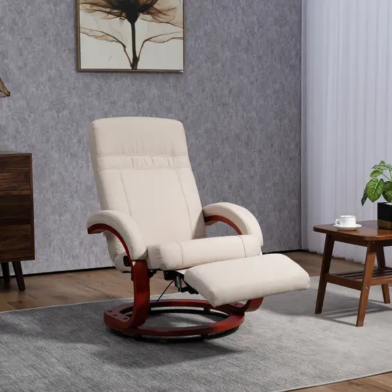 Buy 135° Manual Reclining Swivel Chair, with Footrest - Beige, 2 image