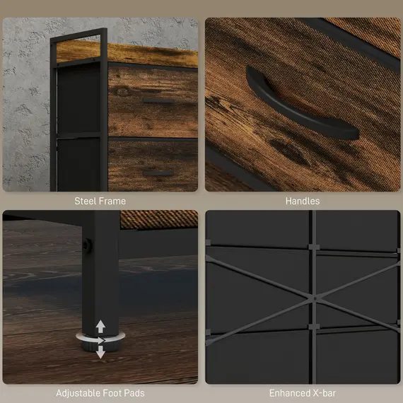 Buy Rustic Chest of Six Fabric Drawers - Rustic Brown, 7 image