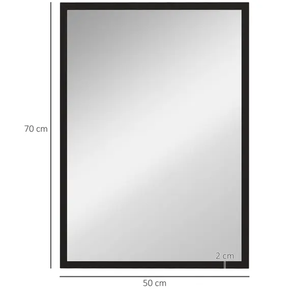Buy Wall Bathroom Mirror, 70 x 50 cm Wall-Mounted Mirror for Living Room, Bedroom, Hallway, Black, 3 image