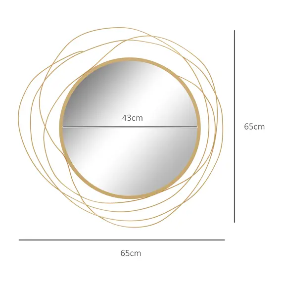 Buy Abstract Metal Wire Wall Mirror, with Accessories - Gold Tone, 3 image
